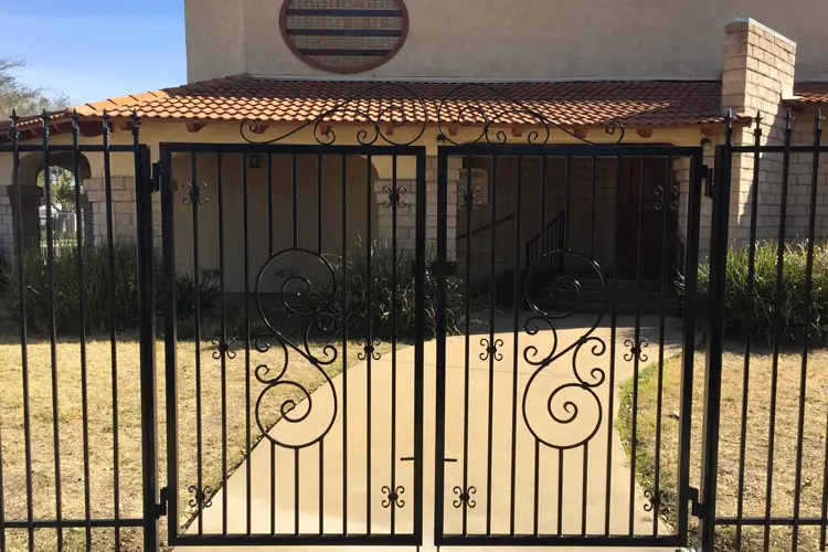 Residential ornamental iron fencing